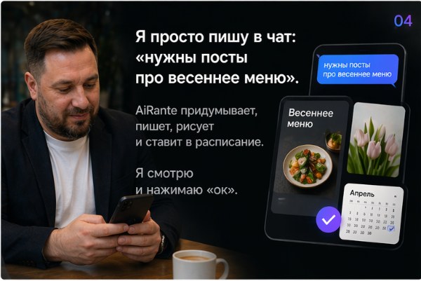 Слайд 04 — пишу в чат, AiRante собирает